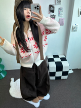 フリース🩷サイドピンタックロングワイドオーバーパンツ 💙🤎🩷🩶🖤5COLOR