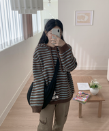 Milk Stripe Dangara Striped Hooded Knitwear