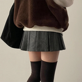 povin woolen pleats mini skirt