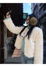Beads Burton No Collar Round Fur Jacket