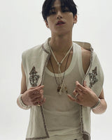 [The Boyz Juyeon, New Worn] Compass Emblem Mother of Pearl 925 Silver + 14k gold plating Adjustable Size Ring R030-04G