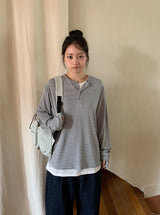 [unisex] アンリウォーマーヘンリーネックオーバー長袖Tシャツ