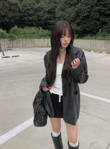 [Muffler set] Renu Cardigan Shirring Button Sleeveless Set