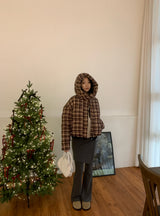 Witty Bulky Check 2-Way Zipper Hood Puffer