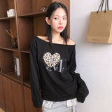 SIERRA LEOPARD HEART ONE SHOULDER T (2Color)