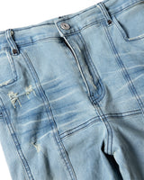 PADDED FLARED ライトブルーデニムパンツ