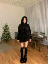 [UNISEX]Snowa cable Fleece Long Sleeve Hoodie 