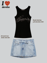 All-match best denim mini skirt