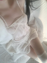 ining strap frill top (ivory)