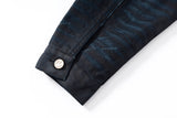 COATED KNIFE-SCRAPED HAND-WIPED DISTRESSED DENIM JACKET