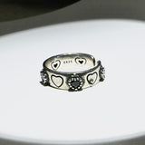 Black cubic vintage heart ring