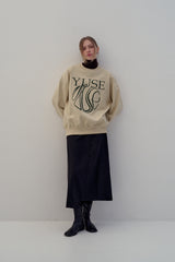 SWEATSHIRT EARTHYUSE NEEDLEWORK - CREAM