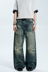 Patched Washed Vintage Jeans
