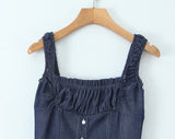 Deep denim bustier A-line mini dress