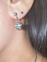 Black check star earring