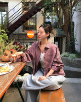 [BELLIDE MADE] ビンテージチェックルーズフィットシャツブラウス