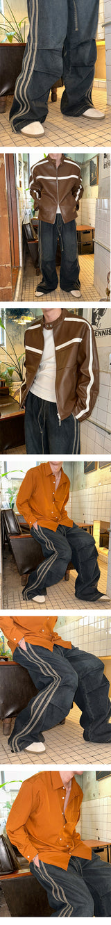 [UNISEX] パラシュートトレーニングデニムパンツ
