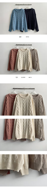 Maen Boxy Round Twisted Knitwear