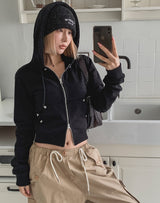 Caro Stud Slim Fit Two Way Hooded Zip-Up