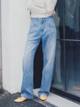 Tapered Round Denim Pants Indigo