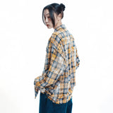 Washed Painted Check Shirt - YELLOW