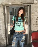 ミントレタリングクロップTシャツ