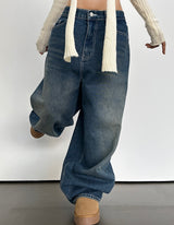 (UNISEX) バルーンデニムワイド BANDING-DETAIL HIP LOOSE BOXY オーバーサイズローライズパンツ - 2 COLOR