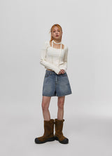 [B-DENIM] WASHING SHORTS 012 - BLUE