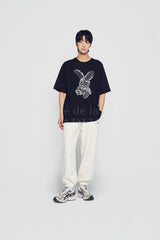 24FW レタリングラビットショートスリーブTシャツブラック