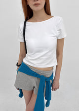 [MADE] Floven Backless Short Sleeve Top (Built-in Cap)