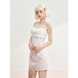 [GirlyFancyClub] Pinkish Girl Color Palette Pink Plaid Skirt