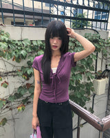 ダイングVネックリボンシャツ