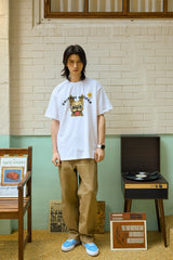ベージュパピーホワイト半袖tシャツ
