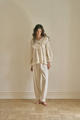 (24218WTLLN) ULLALA PAJAMAS Le Mans Long Sleeve Two-Piece Cream (30'S) Free Size