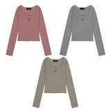 STRIPE U NECK LONG SLEEVE T-SHIRT [3color]