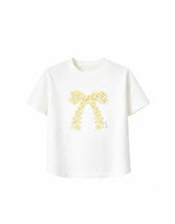 キャノーラブルームリボンプリントTシャツ アイボリー