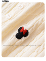 wool button twist embroidered long-sleeved knitwear