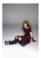 2025 Spring/Summer New Punk Style Plaid Patchwork Dress