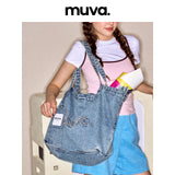 muva. Large‑Capacity Denim Canvas Bag, Spring Summer Commuter Shoulder Bag, Lightweight Casual Original Design, New Arrival Apr 15