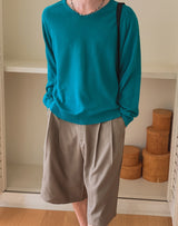 Air V-neck Linen Long Sleeve Knit