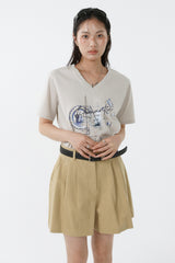 ギャラクシーVネックTシャツ_ライトベージュ