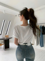 [BELLIDE MADE] ロールアップUネックショートスリーブドtシャツ