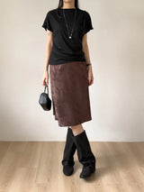 Brick Shirred Cap Sleeve T-shirt