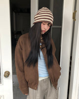 Behil Stripe Shirred Beanie
