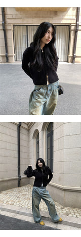 Warm Fur Hooded Zip-Up Knit Cardigan