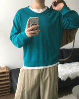 Wale Linen V-neck Knit