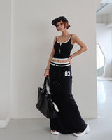 Number Lettering Color Banding Long Skirt