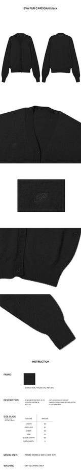 EVA FUR CARDIGAN black