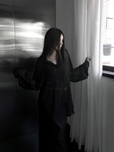 crinkle sheer overfit shirt (2color)