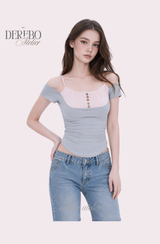 Claire Pink Layered Short Sleeve T-Shirt